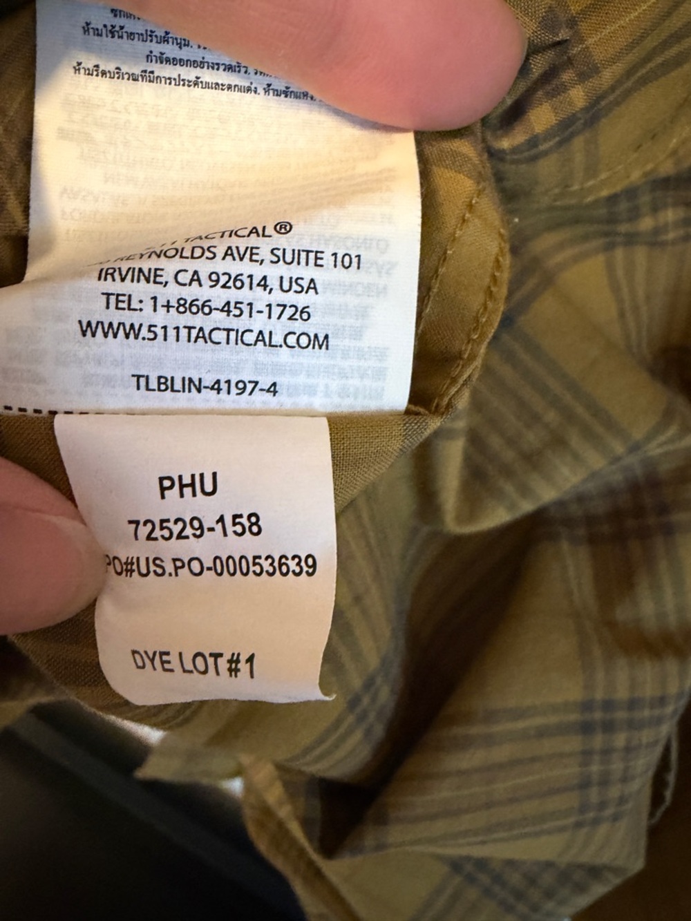 5.11 Tactical Men's Mustard Plaid Button-Down Shirt - Picture 7 of 8